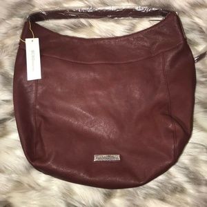 BCBGeneration Burgundy Vegan Boho Tote Purse Bag
